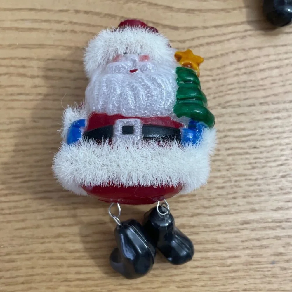 Vtg Blow Mold Plastic Santa String Light Covers Set 7 Christmas Tree Dangle Legs